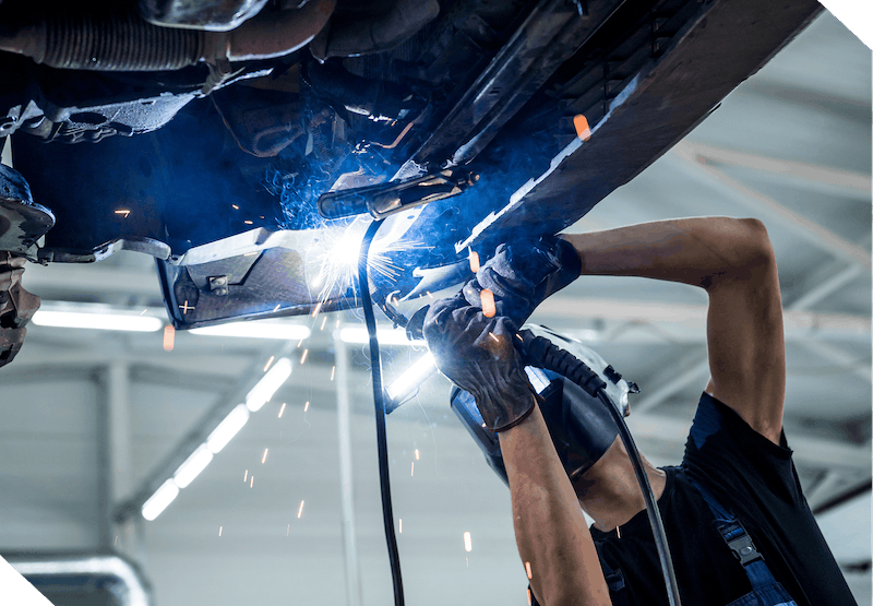 man working with a blowtorch